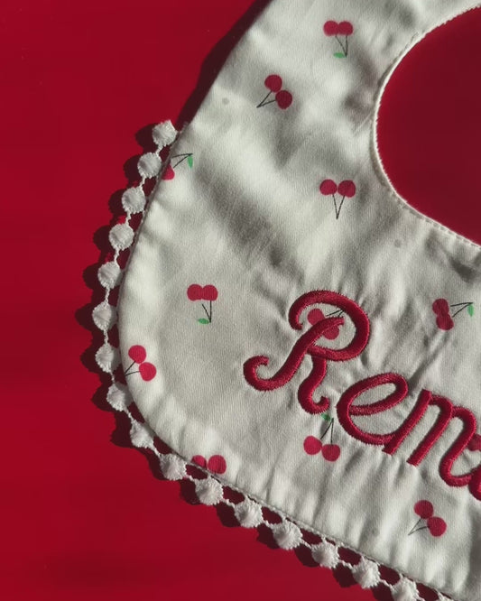 3-Layer Lace Bib - Cherries