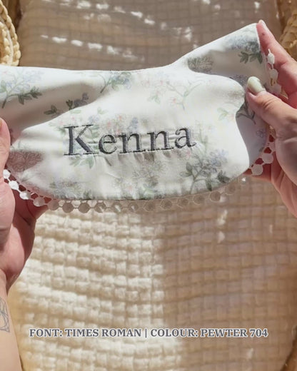 3-Layer Lace Bib - Blue/White Florals