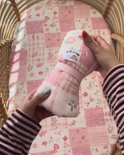 Organic Muslin Waterproof Changing Mat - Blush Garden