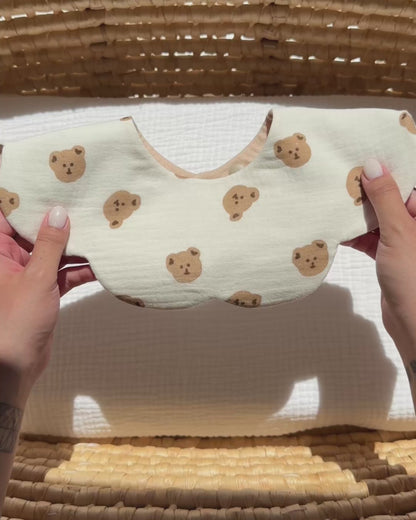 Organic Muslin 7-Layer Dribble Bib - Teddy Bear