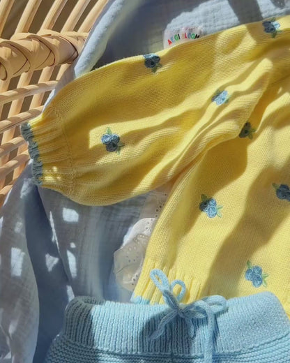 Oversized Knit Cardigan - Blueberry Custard