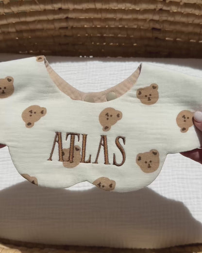 Organic Muslin 7-Layer Dribble Bib - Teddy Bear