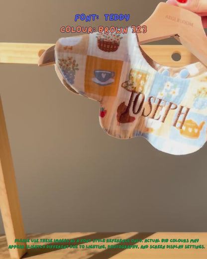 Reversible Organic Muslin Waterproof Bib - Bloom Barn/Brown Gingham (PRE ORDER | EARLY SEPTEMBER)