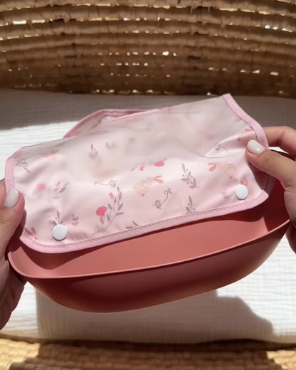 Food Catcher Bib - Pink Bunnies