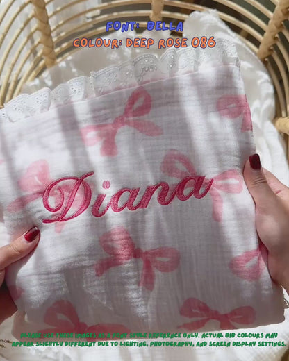 Reversible Organic Muslin Blanket - Pink Bows