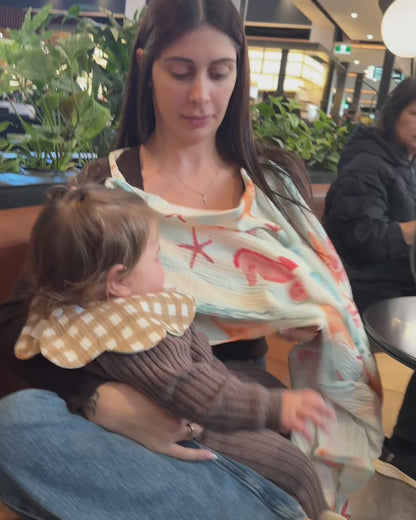 Organic Muslin Nursing Cover - Sea Club