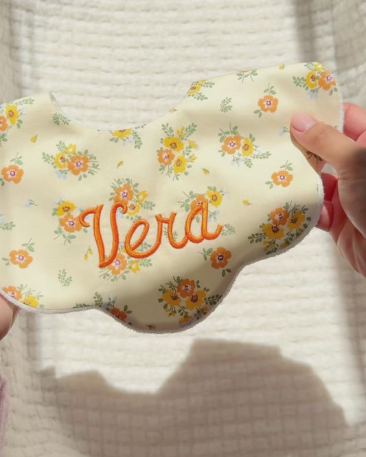 5-Layer Dribble Bib - Orange/Yellow Florals